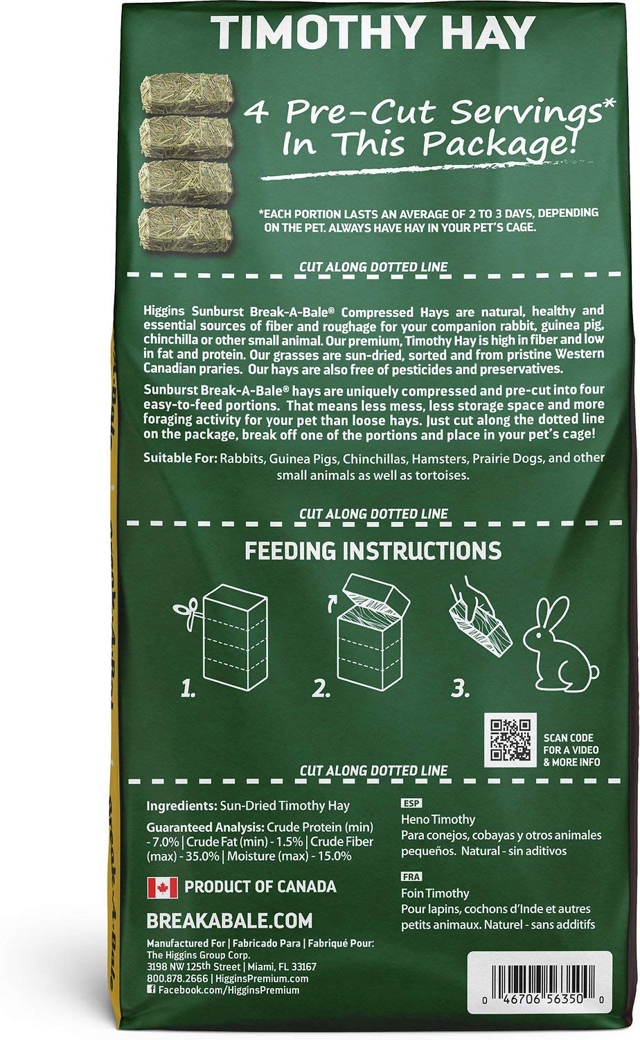Higgins2 Pack Of Sunburst Break A Bale Compressed Timothy Hay