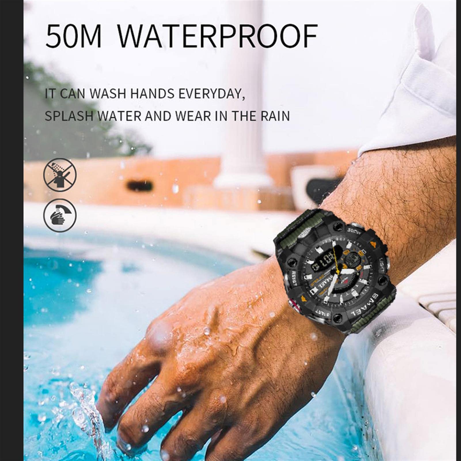 Orologi Sportivi per Uomini, Orologi Militari A Doppia Display Luminosi Multifunzionali, Orologio al Quarzo Multi Dial-Quadrante Analogico, con Allarme