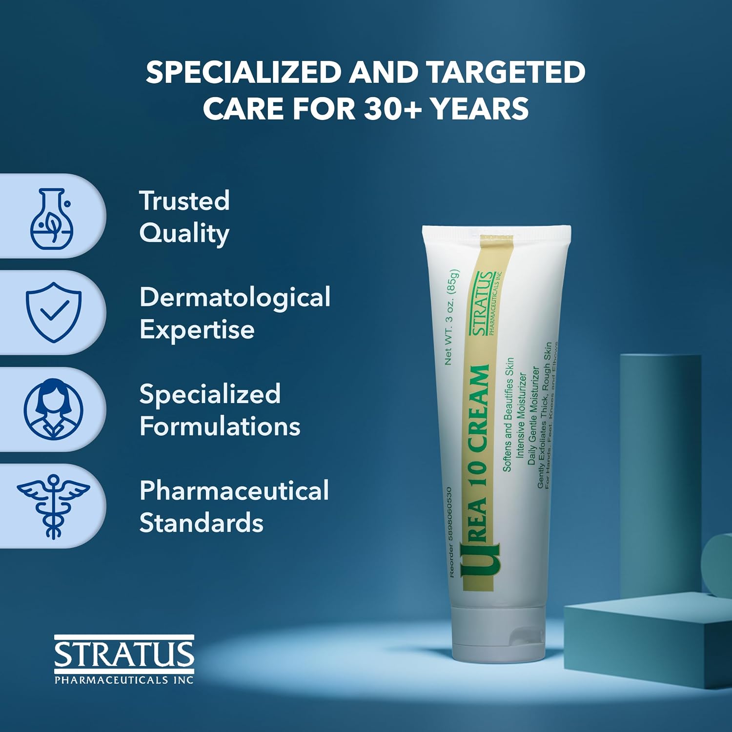 Urea 10% Cream with Vitamin E for Very Dry, Rough and Scaly Skin, Moisturizer for Hands, Feet, Elbows and Knees Inc, 3 oz