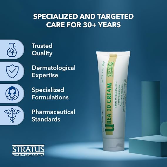 Urea 10% Cream with Vitamin E for Very Dry, Rough and Scaly Skin, Moisturizer for Hands, Feet, Elbows and Knees Inc, 3 oz