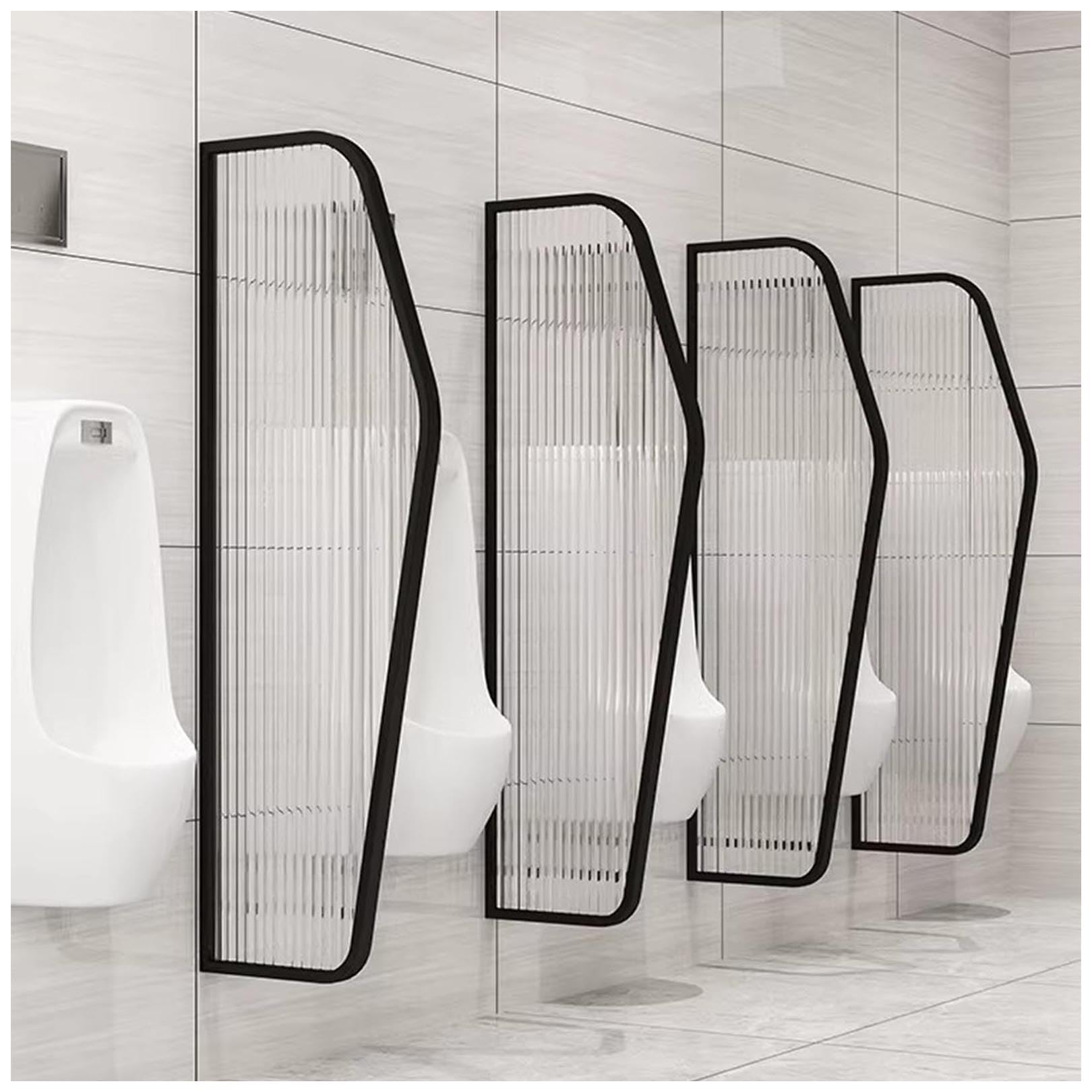 Séparateur d'urinoir en verre trempé noir pour toilettes hommes