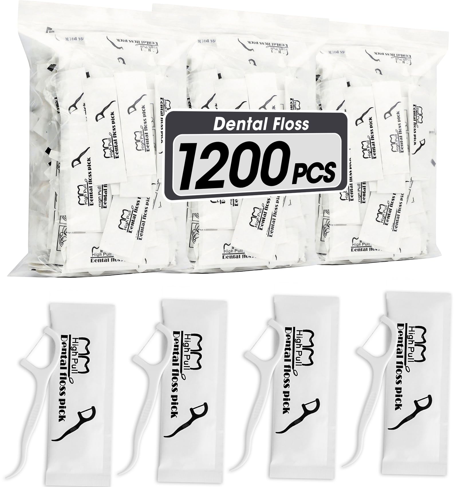 AZEN Zahnseide, einzeln verpackt, Zahnstocher, Zahnstocher für Erwachsene, ideale Reise-Zahnseide für Tiefenreinigung, 1200 Stück