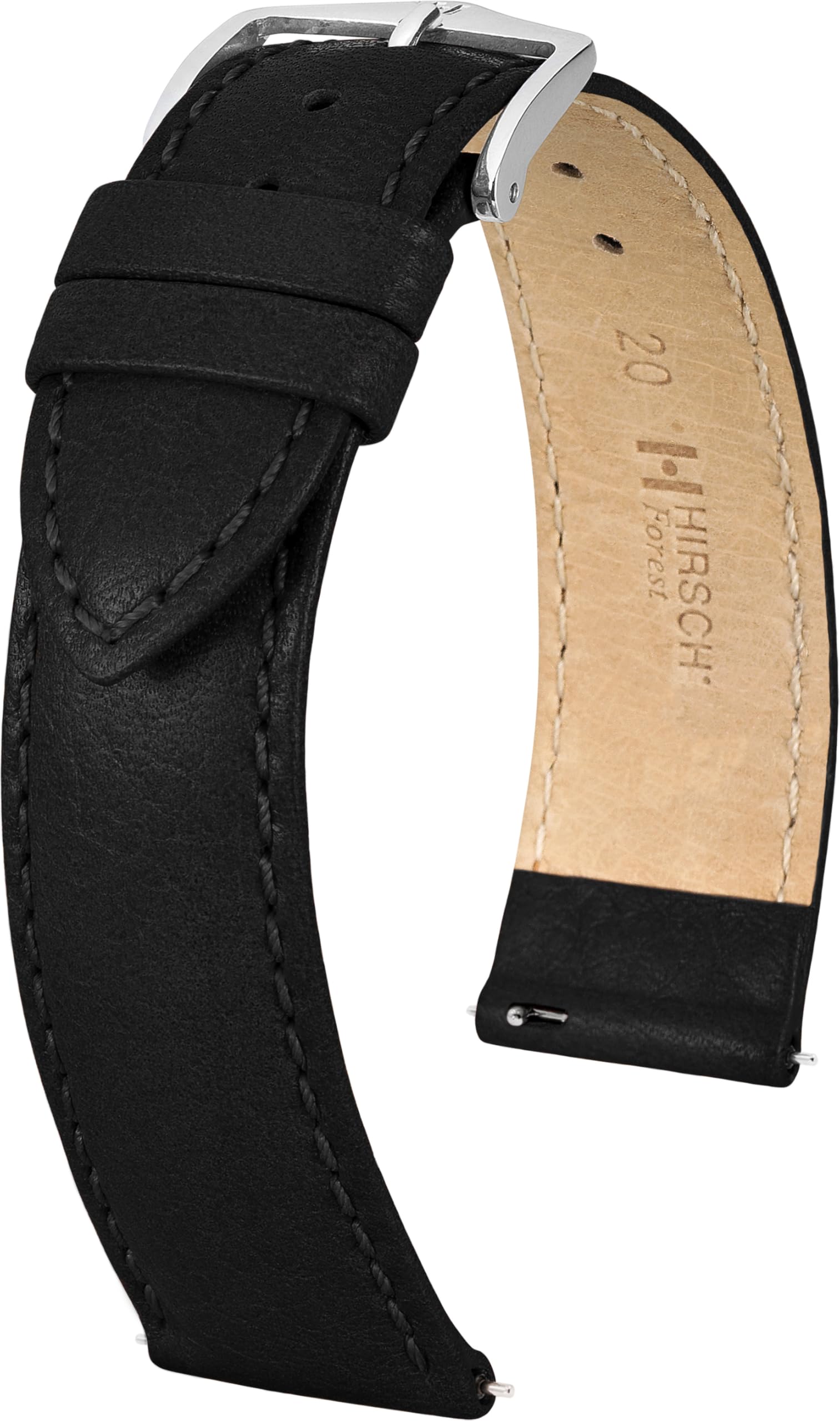 HIRSCH Uhren-Armband Forest - Uhrband aus naturbelassenem Büffelleder - Uhrenband mit natürlicher Färbung
