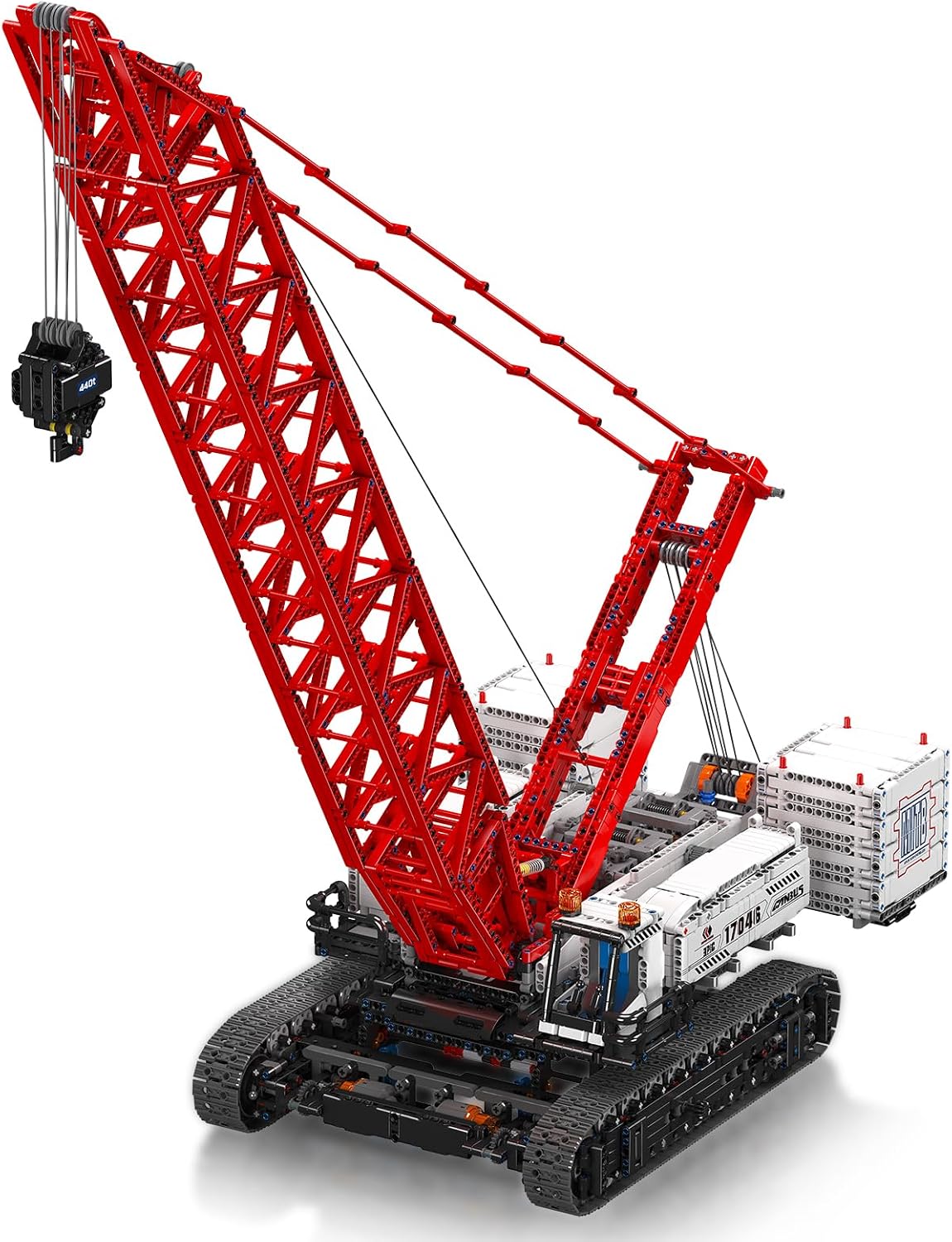 Mould King 17046 High-tech Crawler Crane MOC Truck with 5 Motor, APP Technology Remote Controlled 16000 Grid Boom Crawler Crane Construction Clamp Blocks Kit of 4494 Parts