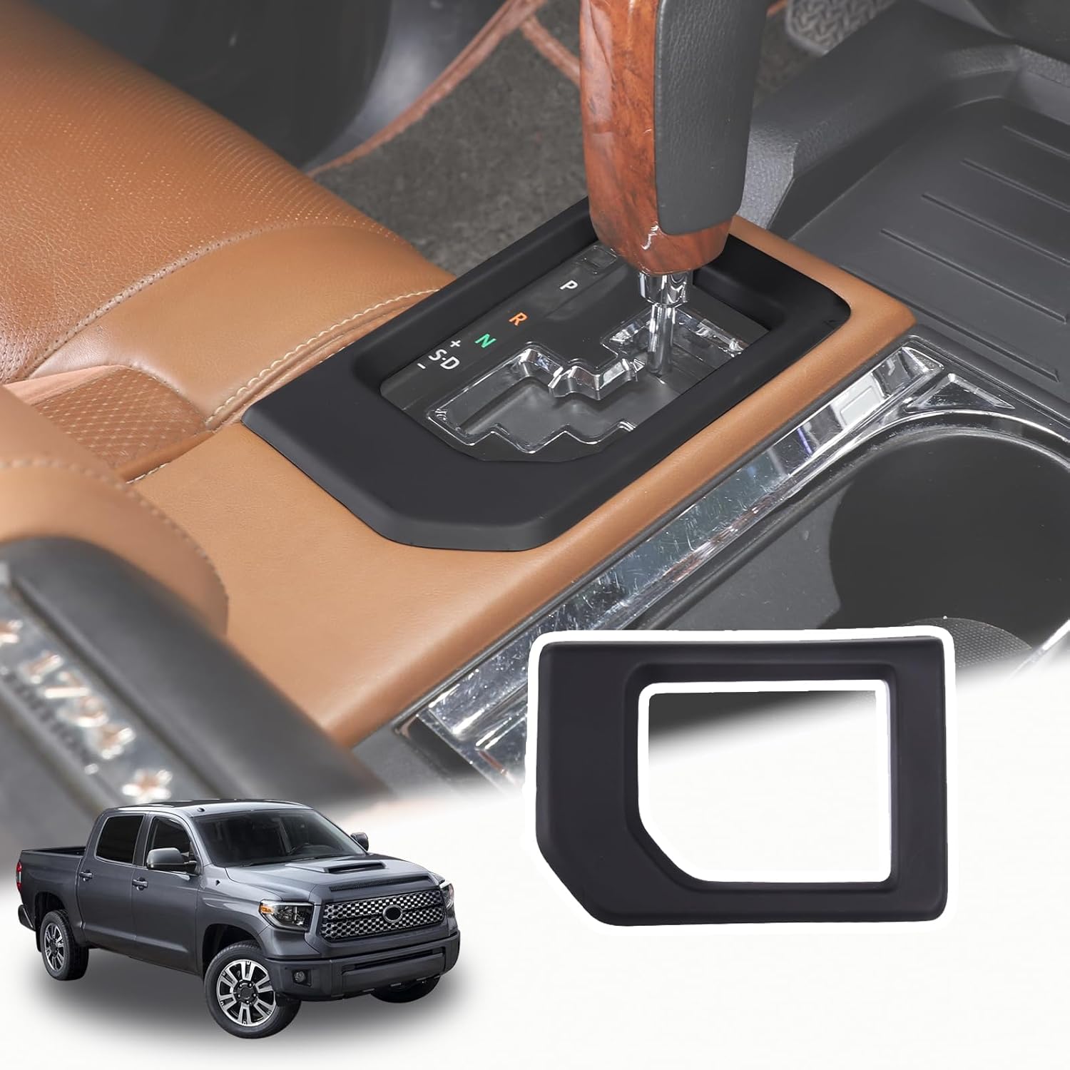 LLKUANG Compatible with Toyota Tundra 2014-2021 ABS Center Console Gear Shift Panel Frame Trim Car Accessories (Matte Black)