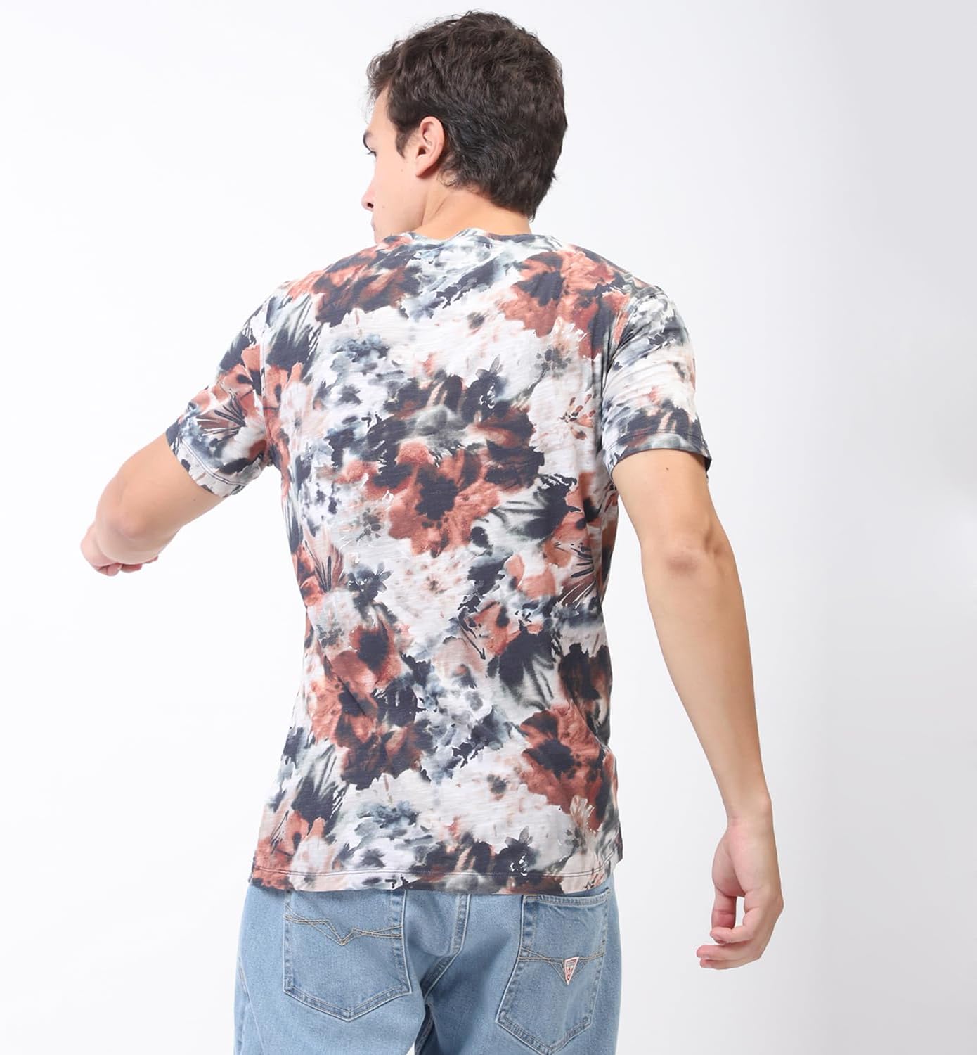 Guess Mens Short Sleeve Eco AOP Slub TeeT-Shirt