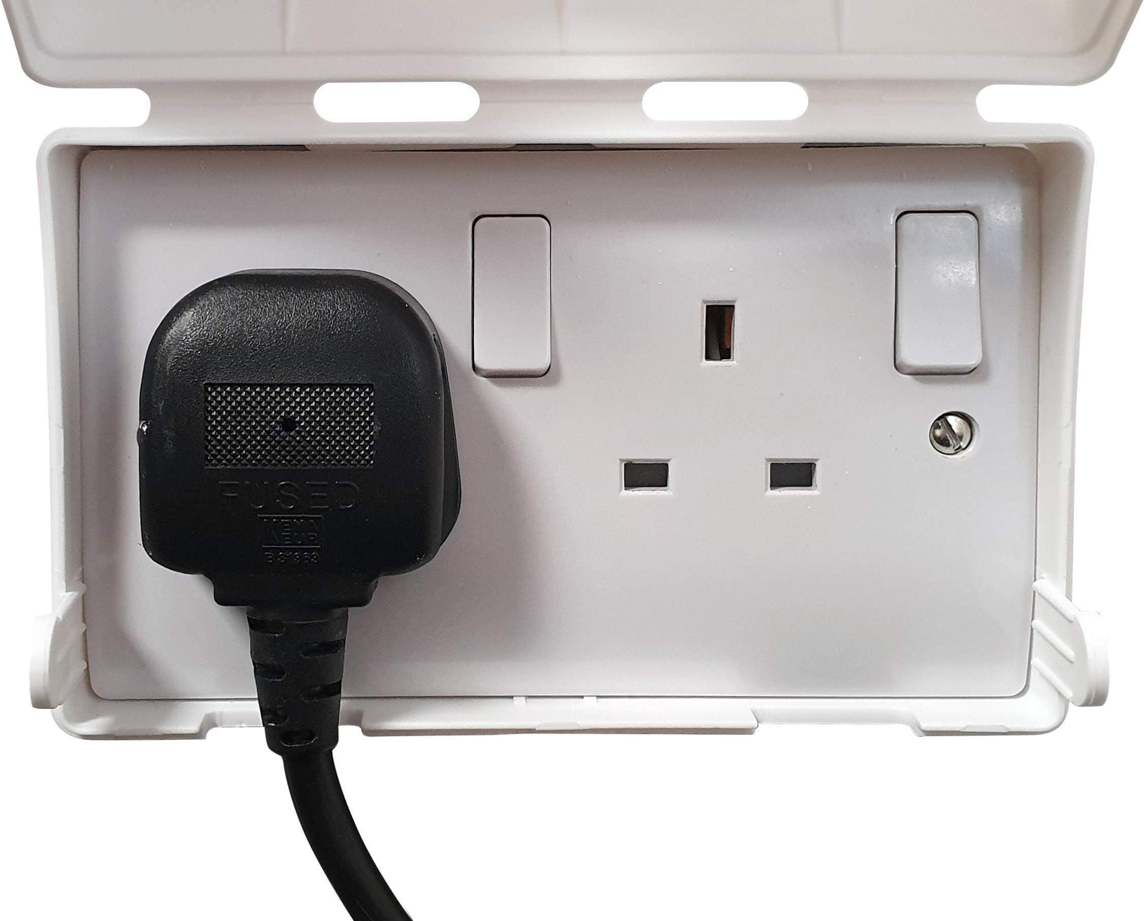 Electric Plug Socket Cover (1 Pack, Double) Prevents Tampering Accidents, Ideal for Home, School and Nurseries - White UK 3 Pin Plug