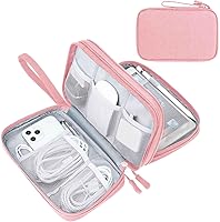 Vista 31 de FYY Organizador para cosas electrónicas, para viajes, para cables, cargadores, celular y auriculares, estuche portátil, impermeable, doble capa