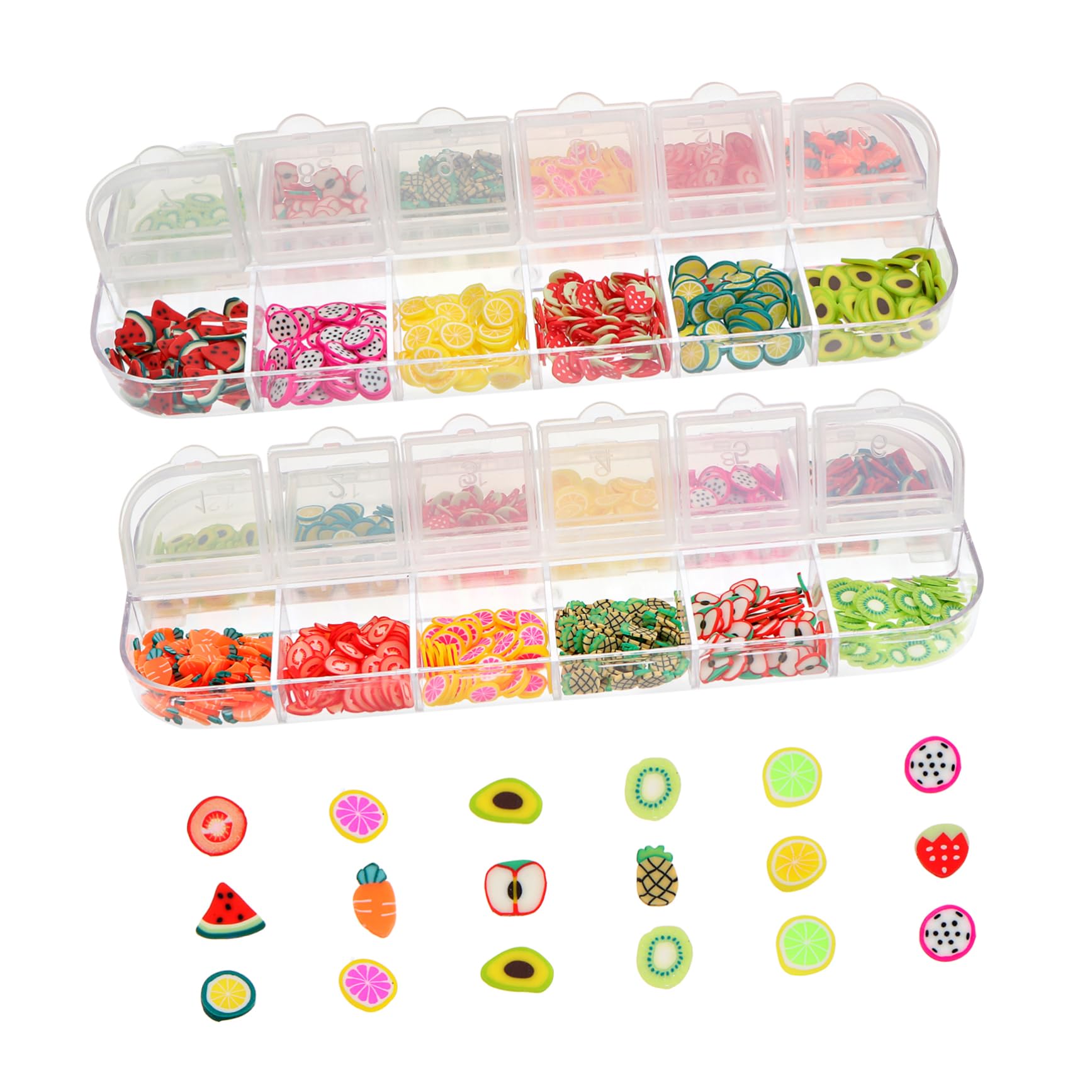 Ipetboom Nail Art Embellishments 2 Boxes of Crystal Mud Toy Polymer Clay Sequins Fruit Paillette Decor for Diy Nail Beauty