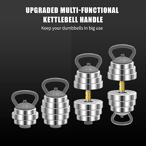 Miniatura 8 de PHOEROS Juego de mancuernas ajustables juego de pesas de 44 libras barra de mancuernas 3 en 1 mancuernas de acero para adultos mujeres hombres