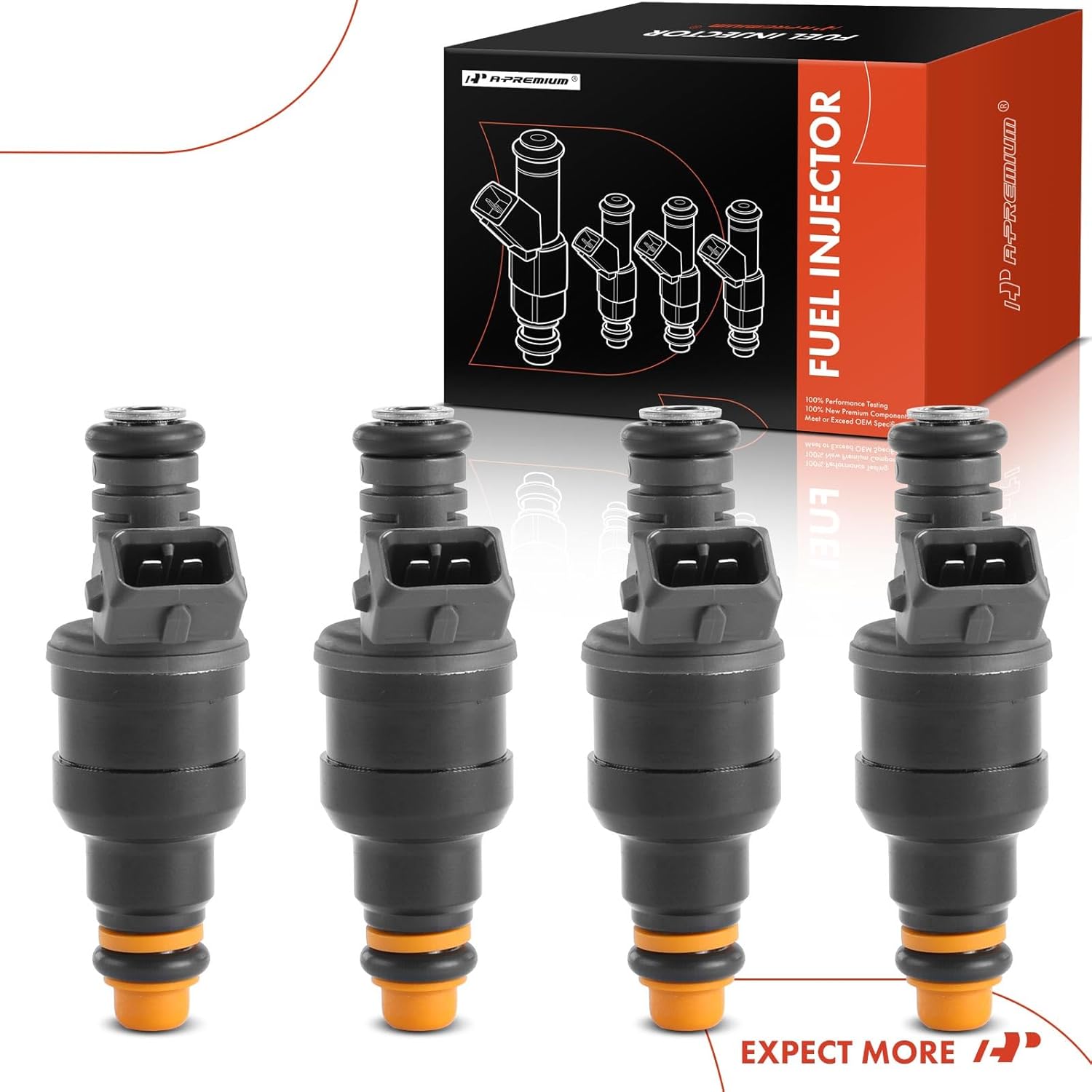 A-Premium Fuel Injectors Set of 4 Compatible with Dodge Avenger 1995-1999, Neon & Mitsubishi Eclipse 1996-1999 & Eagle Talon & Plymouth Neon, 2.0L