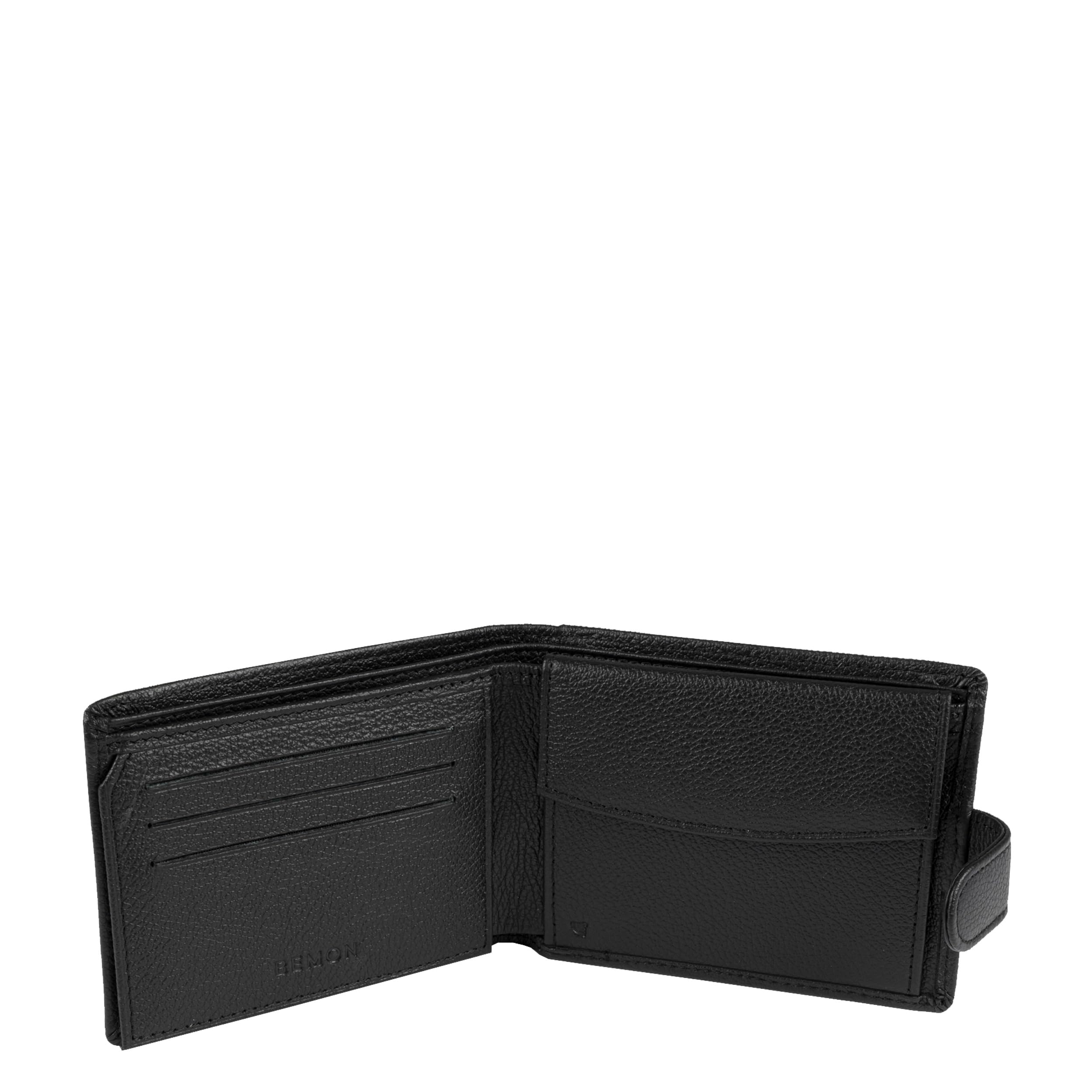 BEMON Portefeuille Italien pour Homme en Cuir grainé Enzo, H9,5 x L13 x P2 cm, Protection RFID