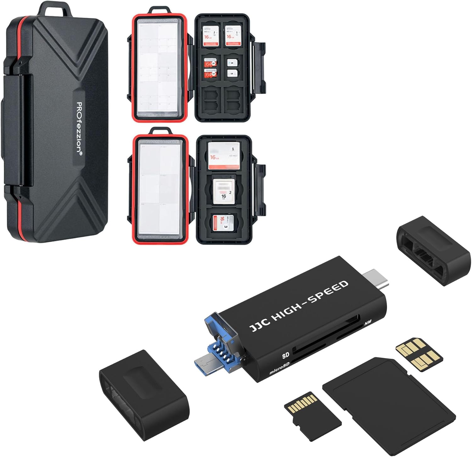 Memory Card Case + Card Reader for Huawei Nano Memory NM Card, SD Card and Micro SD Card