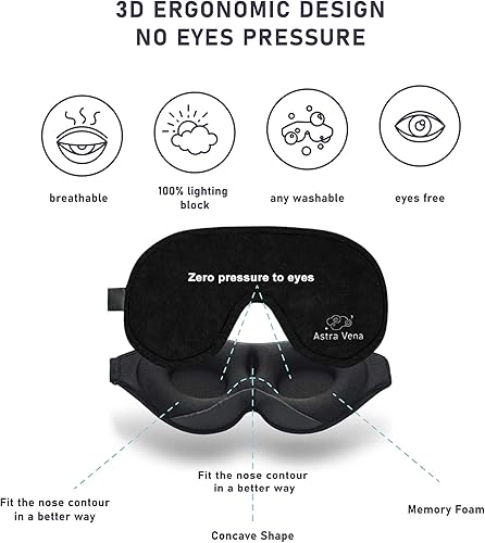 Miniatura 2 de Antifaz para dormir para niños con luz de bloqueo Máscara de ojos contorneada 3D de espuma viscoelástica Cubierta de ojos y máscara de sueño de