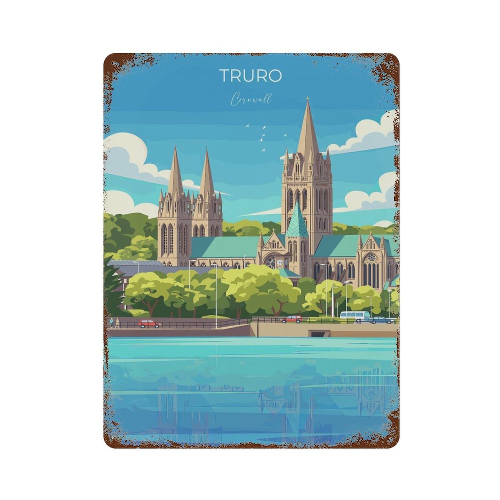 xiaoxiaoshen Truro Travel of England Cornwall Cathedral Lovers Gift Wall Decor Art Metal Tin Poster Modern Home Decor Art Home Bar Shop Decorations Vintage Sign 40x30cm