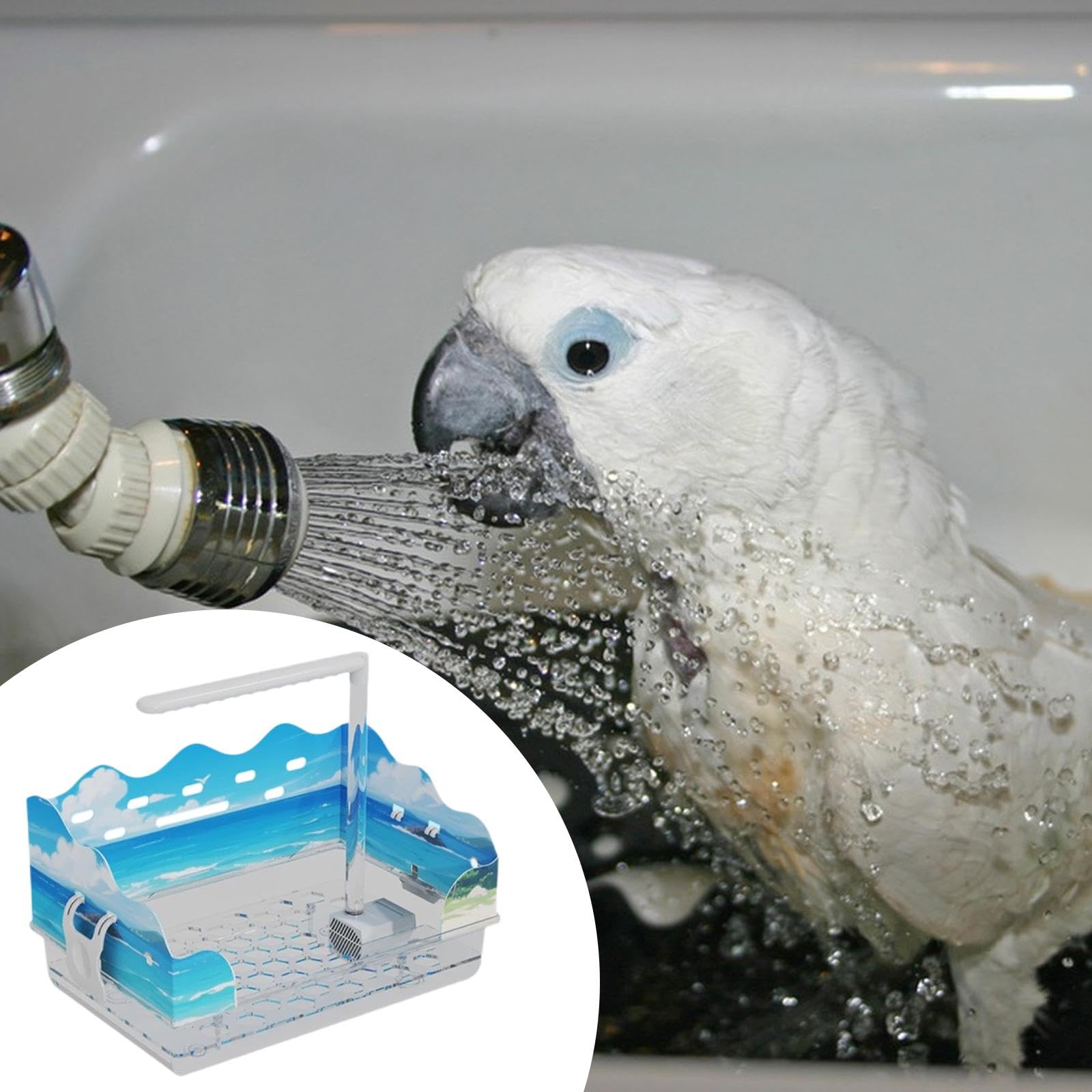 predolo Vogelbad für Haustiere, Papageienbadewanne, Stumm, Vogelbedarf, Vogeldusche für Wellensittiche, Sittiche, K, A