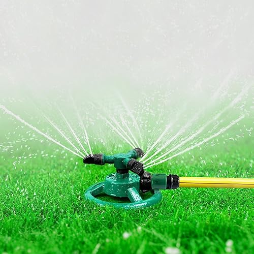 Miniatura 3 de Aspersor de césped de base redonda de 360, rociador giratorio ajustable para patio, riego de jardín con patrones de pulverización eficientes en agua