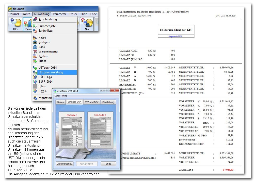 fibuman e mit eFaModul - Jahresversion 2026 - Komplettpaket Einnahme-Überschuss-Buchhaltung mit elektronischer Datenübertragung der Umsatzsteuer-Voranmeldung - Windows