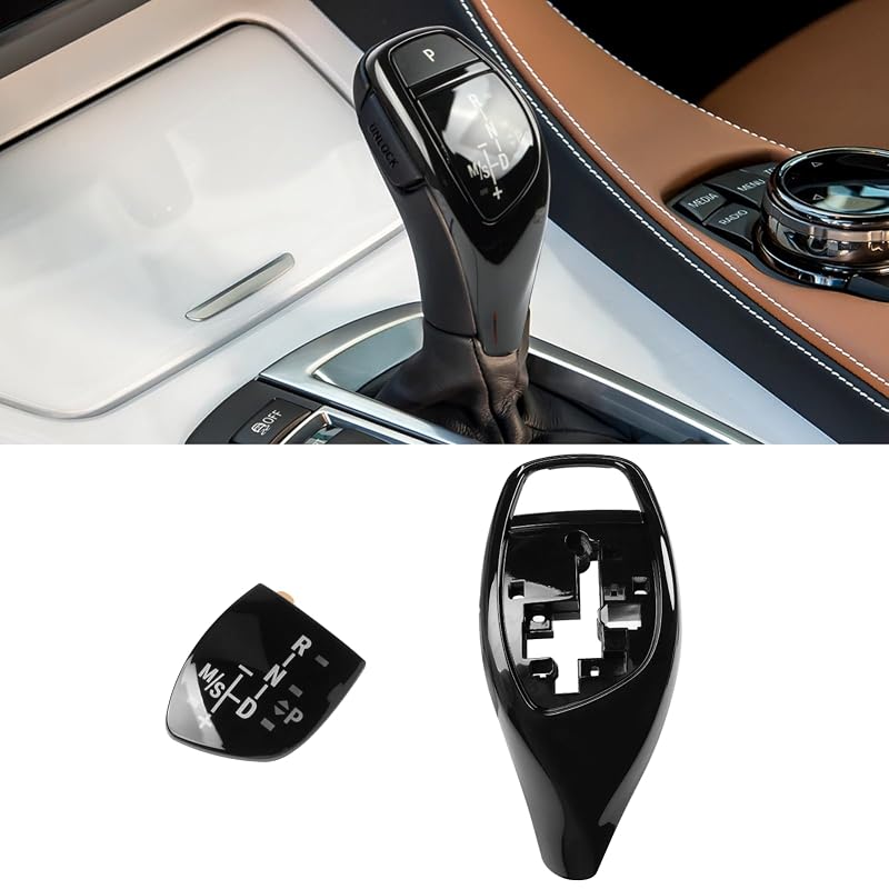 Capa de acabamento para manopla e painel do câmbio BMW Série 1, 2, 3, 4, 5 e 6 F Sport, preta brilhante Jaronx, kit com 2 peças