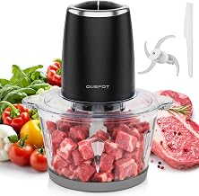 OUSFOT Electric Chopper 1.8L with Glass Bowl | Food Shredder 500W Chopper 2 Speeds Suitable for Vegetables, Meat, Fruit, Kitchen