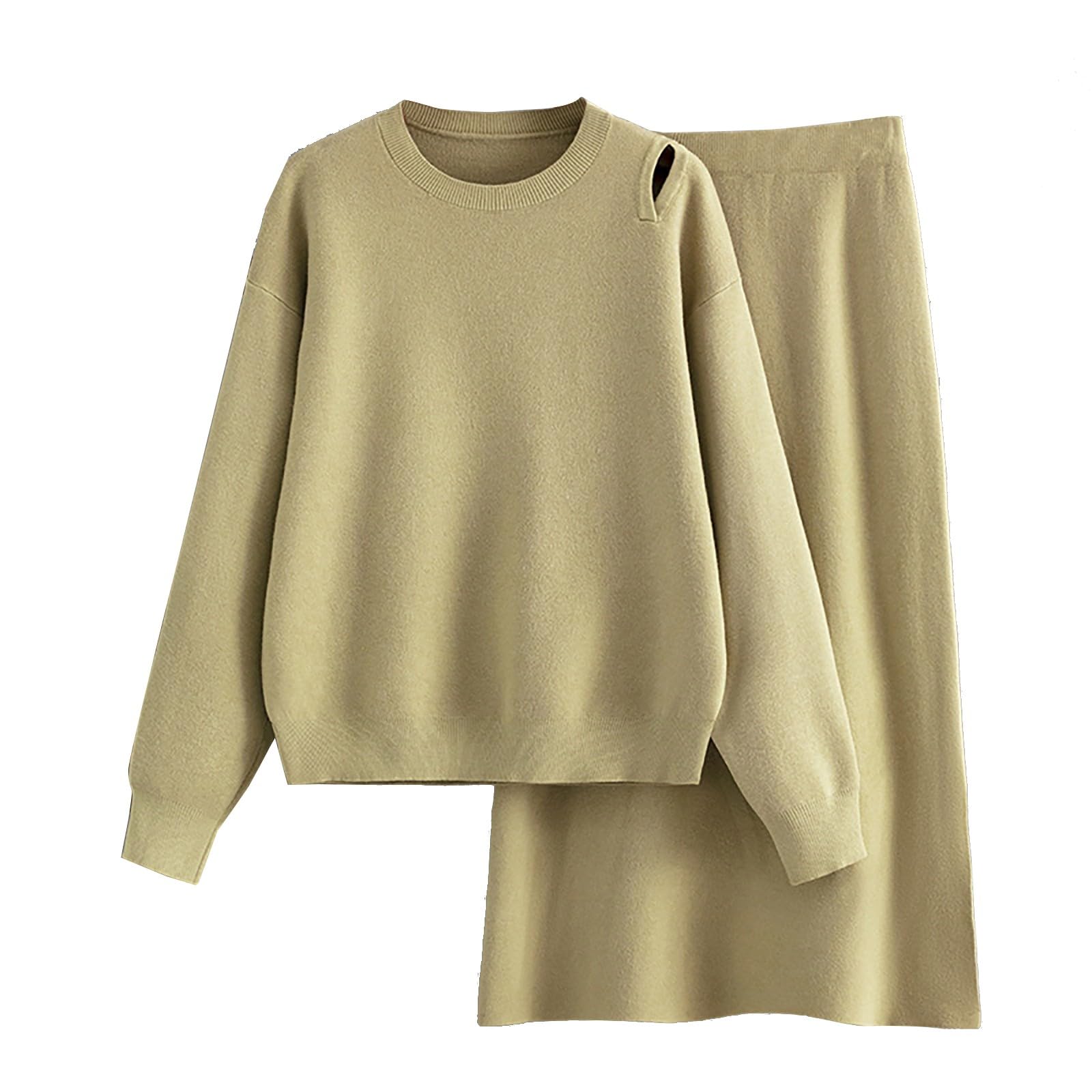 Combinaison d'hiver 2 pièces pour femme - Pull et pantalon en tricot