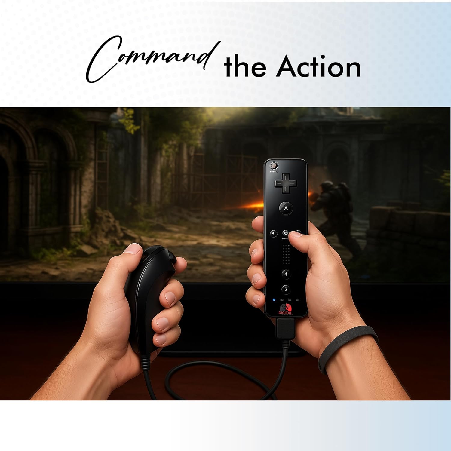 Digital Dynasty 2 Pack Wii Controller with Nunchucks - Wii Remote with Nunchucks Compatible with Nintendo Wii & Wii U (Black) - Image 6