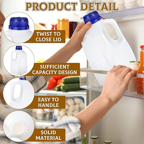 Miniatura 3 de Mumufy 24 mini jarras de leche de plástico de 32 onzas con tapas, reutilizables y recargables, recipientes de plástico de 1 cuarto de galón con