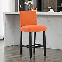 Vista 37 de Taburetes de bar de piel sintética de 26 pulgadas, modernas sillas de bar tapizadas de altura de barra, taburetes de bar con patas de madera maciza