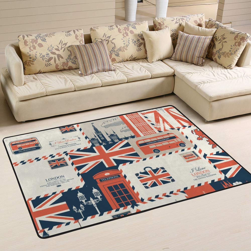 Tapis de salon rétro britannique Ruchen grand format anti-glisse et doux