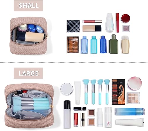 Miniatura 4 de MAANGE 2 bolsas de maquillaje pequeñas, bolsas de cosméticos para bolso, bolsa de maquillaje de pana, bonita bolsa de maquillaje con cremallera,