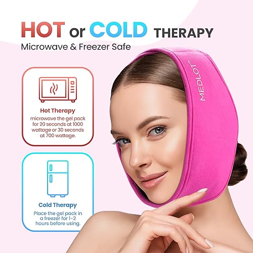 Miniatura 4 de LotFancy Paquete de hielo facial con 4 paquetes de gel reutilizables para terapia de frío caliente, alivio del dolor para ATM, muelas del juicio,