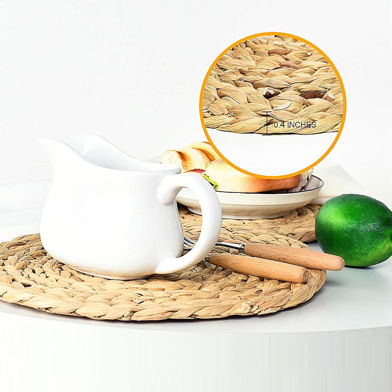 COYMOS Woven Placemats Round Set of 4, Natural Water Hyacinth Weave Placemat for Dining Table, Large Handmade Woven Placemats Heat Resistant Non-Slip 11.8 Inches(30cm) : Home & Kitchen