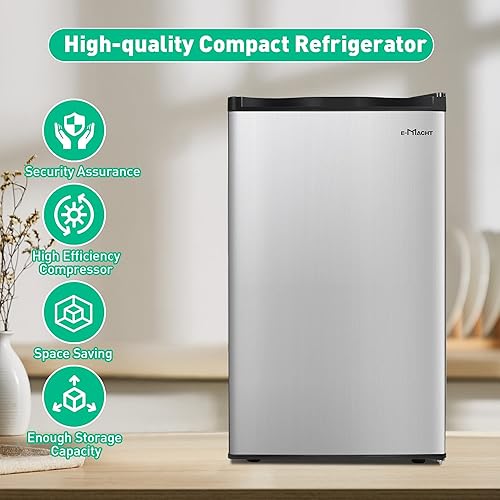 Miniatura 6 de Clarfey Mini refrigerador de 3.2 pies cúbicos con congelador, refrigerador compacto con puerta reversible, patas ajustables, control de termostato