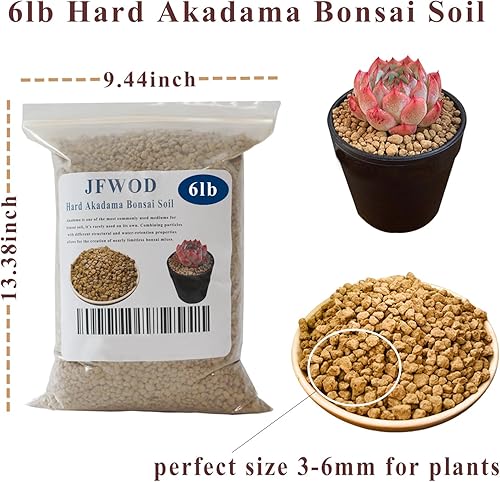 Miniatura 2 de Suelo de Bonsái Akadama Duro de 6 Libras, Grano Pequeño de 3-6mm para Cactus, Suculentas, Enmienda de Suelo para Plantas de Bonsái, Previene el