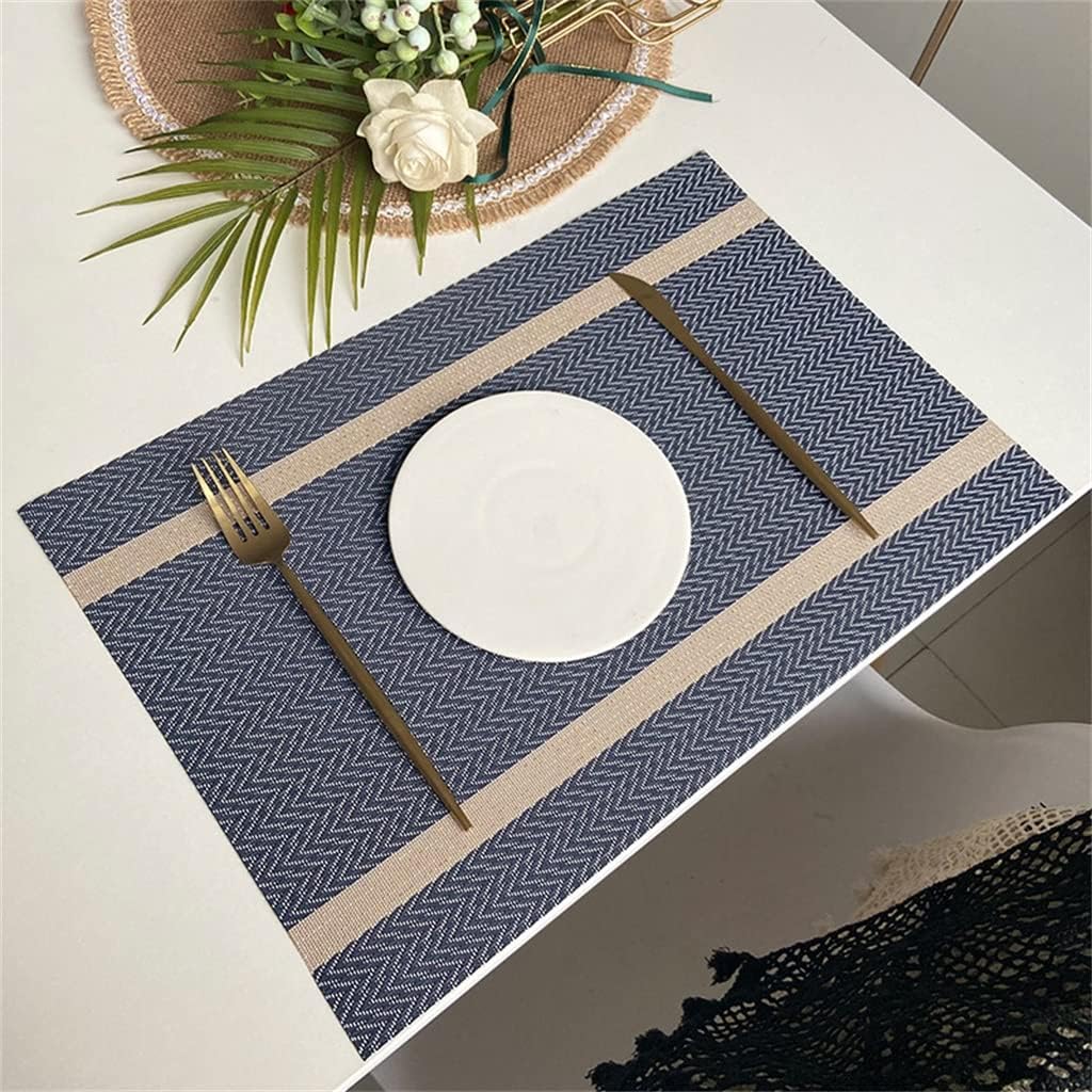 Scandinavian Placemats PVC Hotel Table Mat Restaurant Heat Insulation Mat Striped Dish Mat(Black)