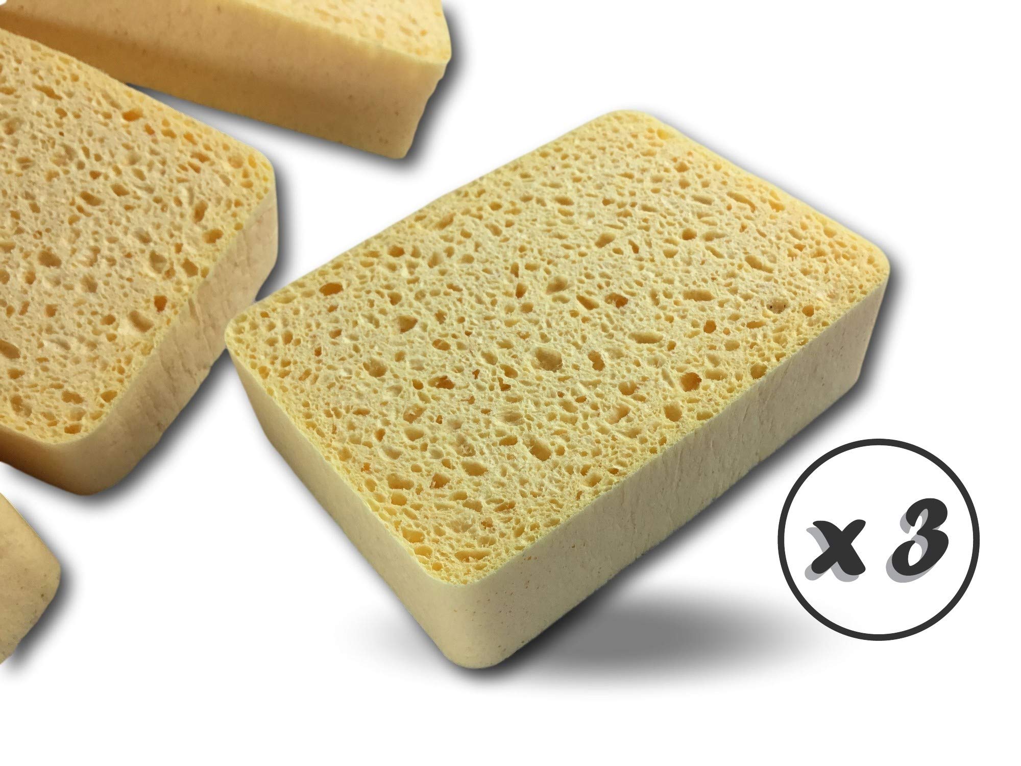 Zestaw 10 blond gąbek roślinnych z obszyciem nr 6 | Zestaw 3 sztuk | 123x91x35 mm | Czyszczenie do płukania na dowolnej powierzchni | Wysoka odporność i chłonność | Odporne na zarysowania | Kibros EPVGBL02x3