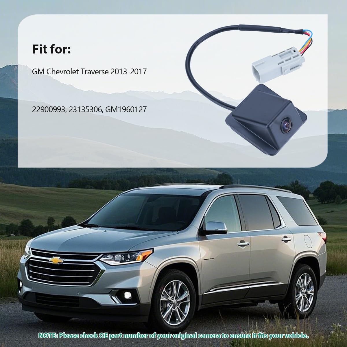 22900993 OE Park Assist Camera Replacement for GM Chevy Traverse 2013-2017, OE Rear Cam Replaces 23135306, GM1960127 by GreenYi