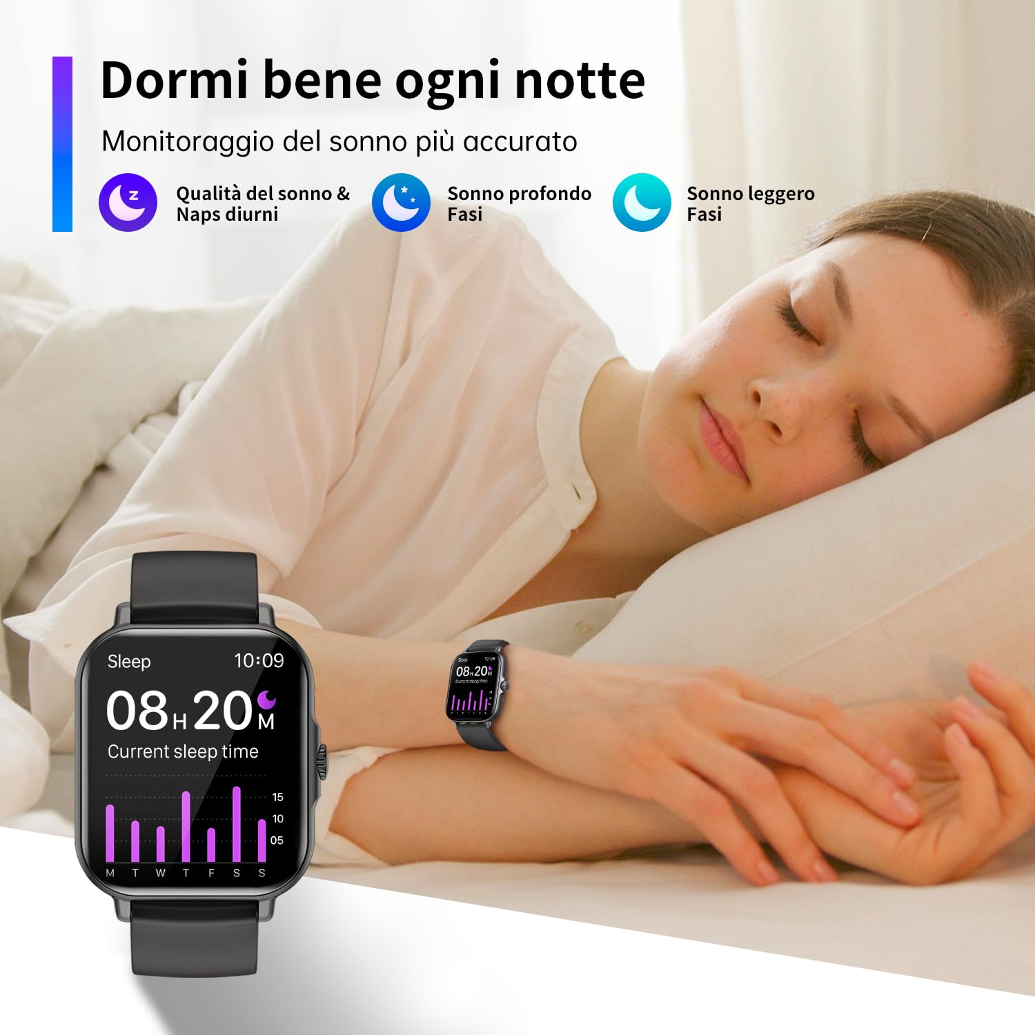 ASWEE Smartwatch con Effettua/Risposta Chiamate, 1.85" Orologio Smartwatch Uomo Donna 100+ Sportive Smart Watch con Contapassi/Sonno/Cardiofrequenzimetro, Impermeabil IP68 Fitness Tracker iOS Android