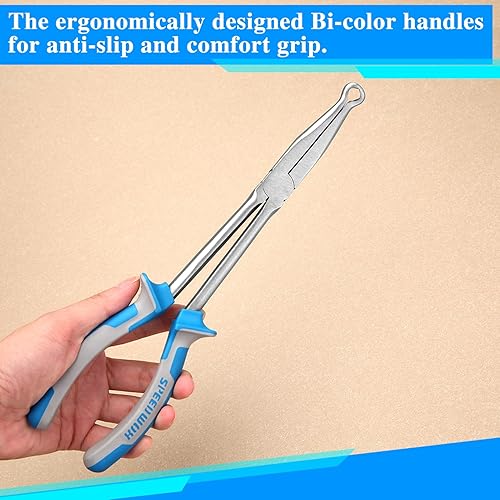 Miniatura 5 de SPEEDWOX Alicates de nariz de anillo de largo alcance, herramienta de extracción de bujías de 11 pulgadas para separación de manguera y cables