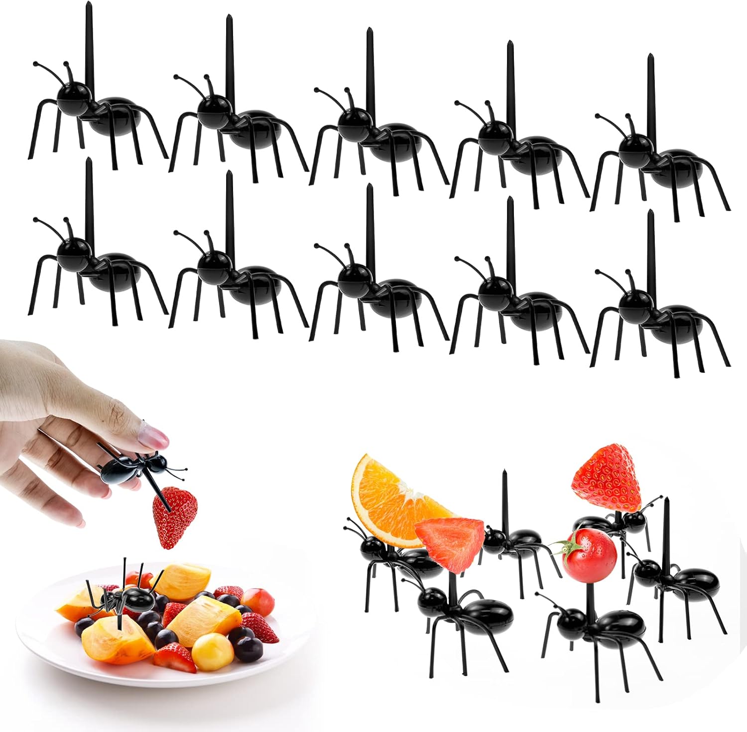 24 PCS Animal Food Picks for Kids, Cute Cartoon Ant Fruit