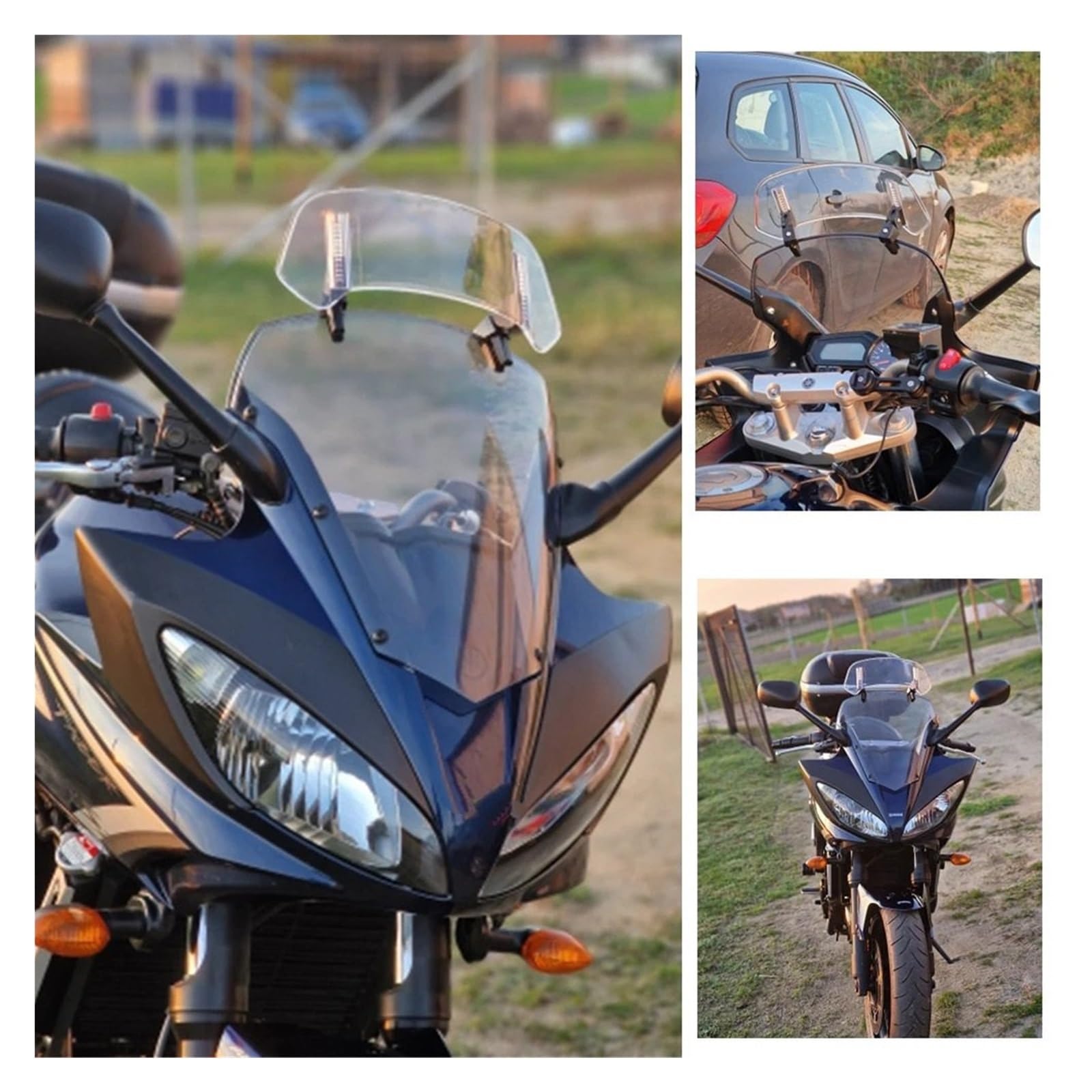 Przednia szyba motocyklowa Pasuje do YAMAHA, Pasuje do HONDA, regulowany spojler na przednią szybę motocykla(B Medium Transparent)