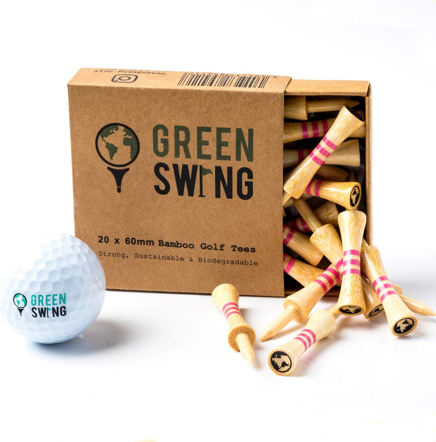 Bamboo Golf Tees 60mm | Strong Sustainable Biodegradable | 20pcs
