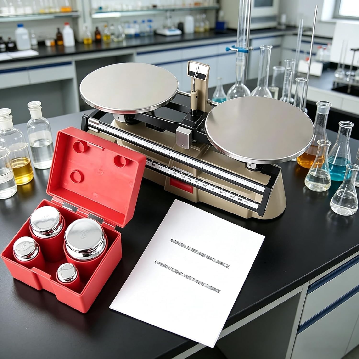 Zayuzo Bilance Meccaniche di Precisione, Bilance Analitiche a Doppio Piatto con 4 Pesi (1 kg, 500 G, 200 G, 100 G), Campo di Pesatura 0,1 G - 2000 G per Scuole Superiori, Laboratori