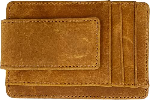 Money Clip RFID Front Pocket Wallet Men Leather Slim Minimalist