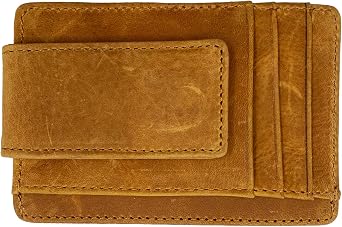 Money Clip RFID Front Pocket Wallet Men Leather Slim Minimalist Wallet