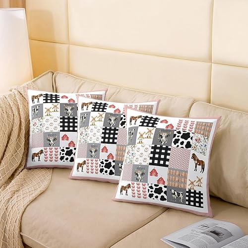 Miniatura 4 de Funda de cojín rústica de granja con diseño de vaca en acuarela, animales de granja salvajes, para niños, adolescentes y adultos, funda de cojín con