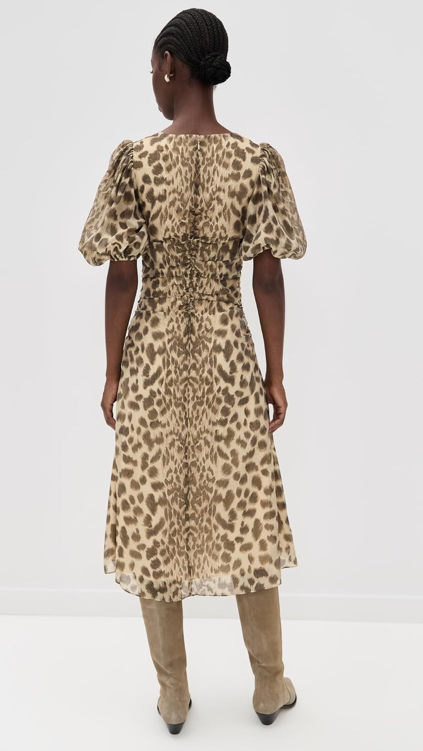 Sea Women's Claude Print Puff Sleeve Midi Dress - Image 3