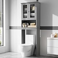 Vista 17 de Meilocar Armario de almacenamiento sobre el inodoro para baño, organizador de almacenamiento sobre el inodoro, ahorro de espacio con puertas
