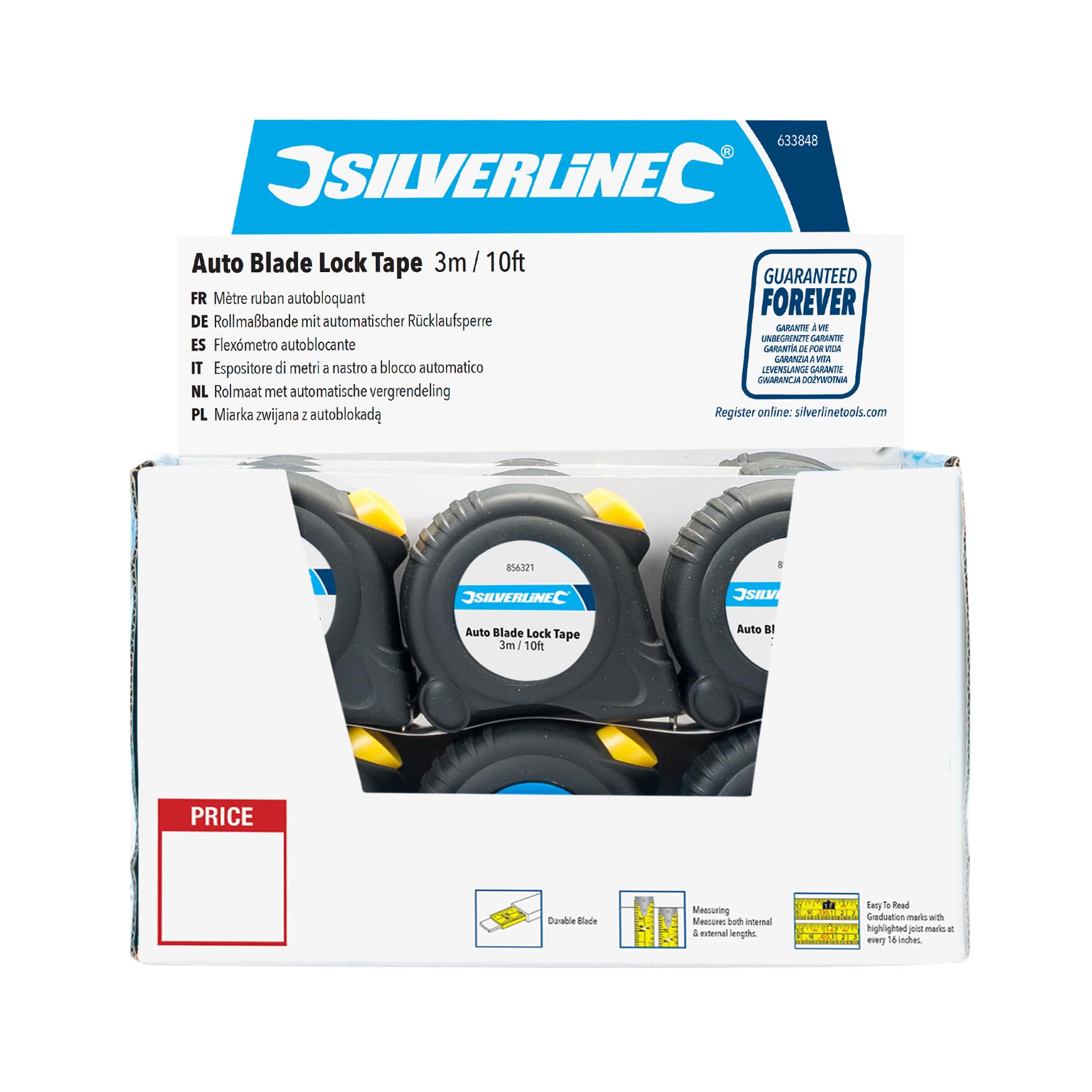 Silverline 633848 30 Metros De Medir Extensibles Con Bloqueo: Precisión Métrica E Imperial