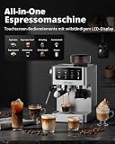 AIRMSEN 20 Bar Siebträgermaschine mit Kegelmahlwerk & Milchschäumer, 1.8L Wassertank